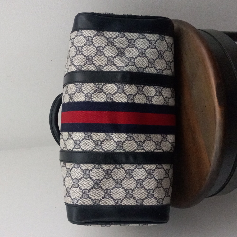 Authentic Vintage Gucci GG Monogram Supreme Sherry Web Ophidia Boston Doctor Bag - Picture 7 of 14